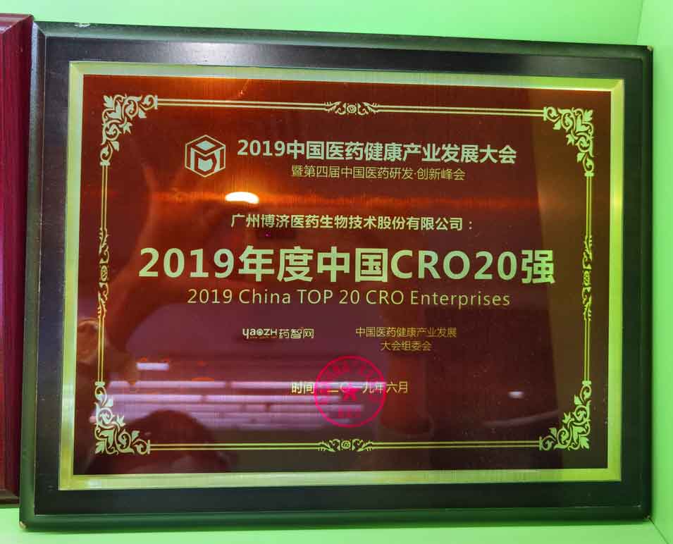 2019年度中国CRO20强